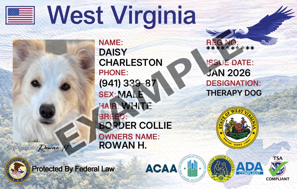 Calhoun West Virginia Dog ID Card Registration - Official Dog Registry
