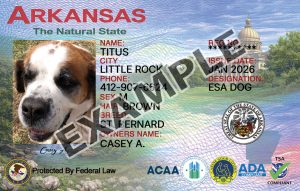Arkansas Dog Registration Card