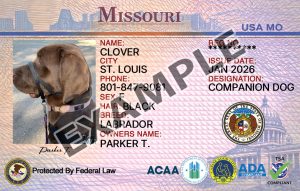 Missouri Dog Registration Card