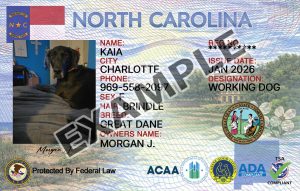 North Carolina Dog Registration Card
