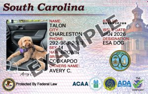 South Carolina Dog Registration Card