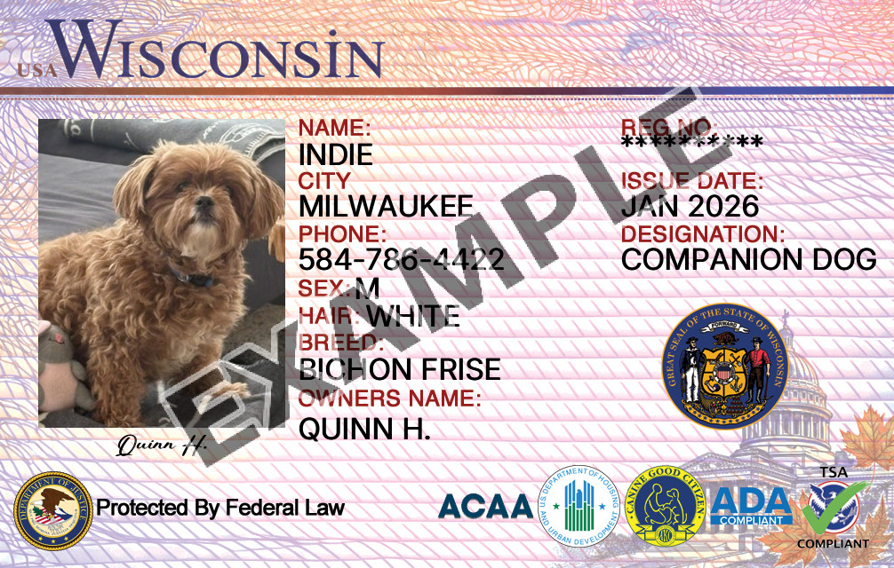 Wisconsin Dog Registration Card